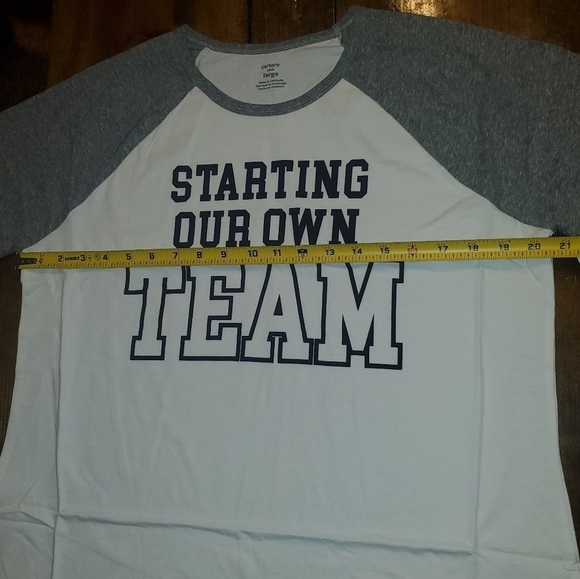 NWT CARTER'S STARTING OUR OWN TEAM tee grey & white Large NEW - Picture 5 of 8
